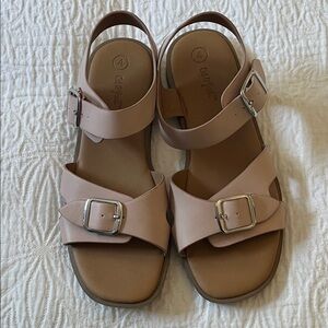 Cat & Jack Light Pink Sandals with Adjustable Buckle Straps, Size 4